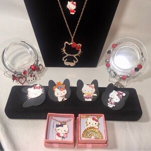 Lot Of 10 Hello Kitty Fashion Jewelry Lot Necklace Charm Bracelet Pins Rainbow